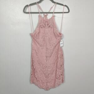 Free People She's Got it Slip Dress Womens Small NWT Light Pink Rose Floral Lace